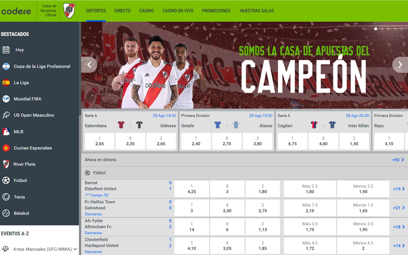 Codere Argentina apuestas futbol