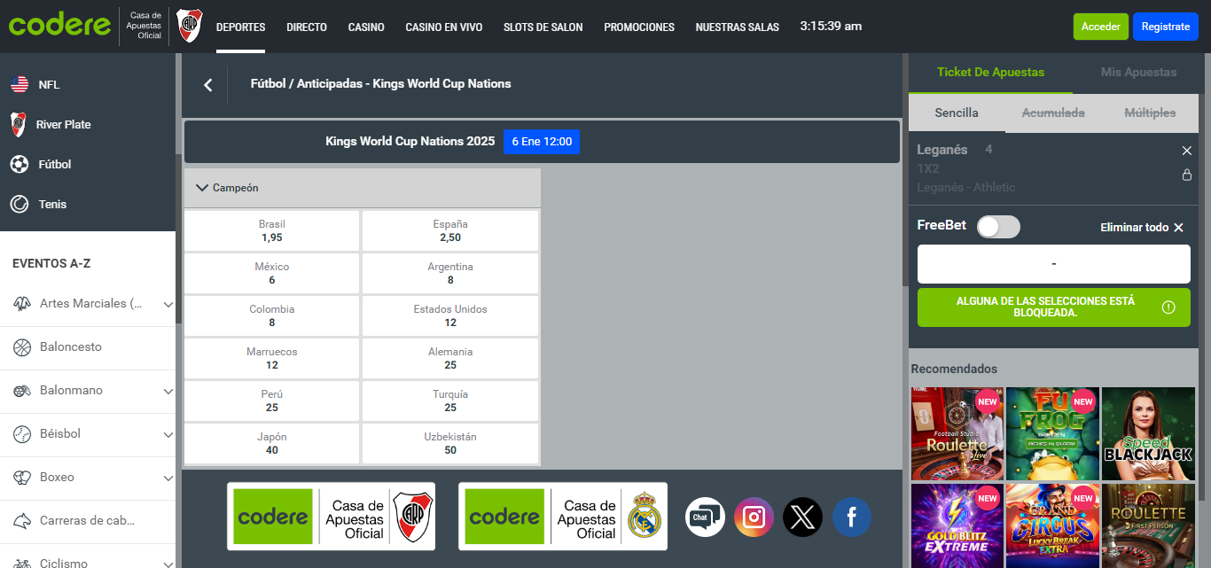 Apuestas para la Copa del Mundo de la Kings League desde Codere